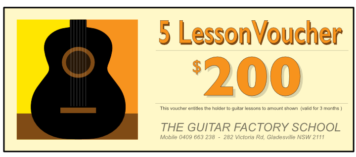 Guitar Factory School 5 LessonVoucher big 5 Guitar Lesson Gift Voucher